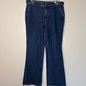 Talbots flare leg high waist jean womens 10P denim slash pockets preppy stretch